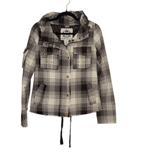 Women's BB Dakota Plaid Utility Jacket Small Brown White